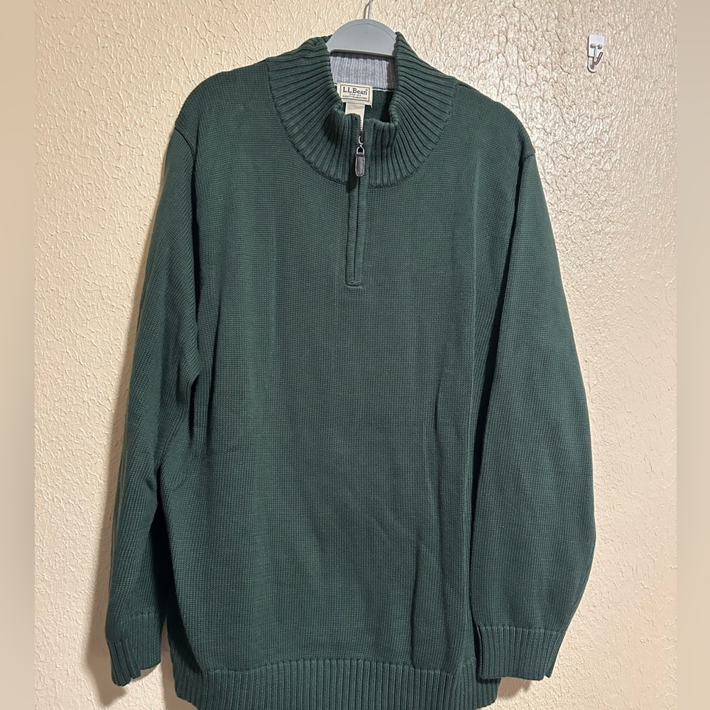 L.L. Bean Quarter Zip‎ Pullover Sweater Size XXL Green